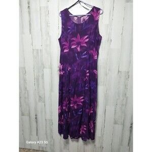 Sharade Women's Size 14 Purple Floral Sleeveless Maxi Dress